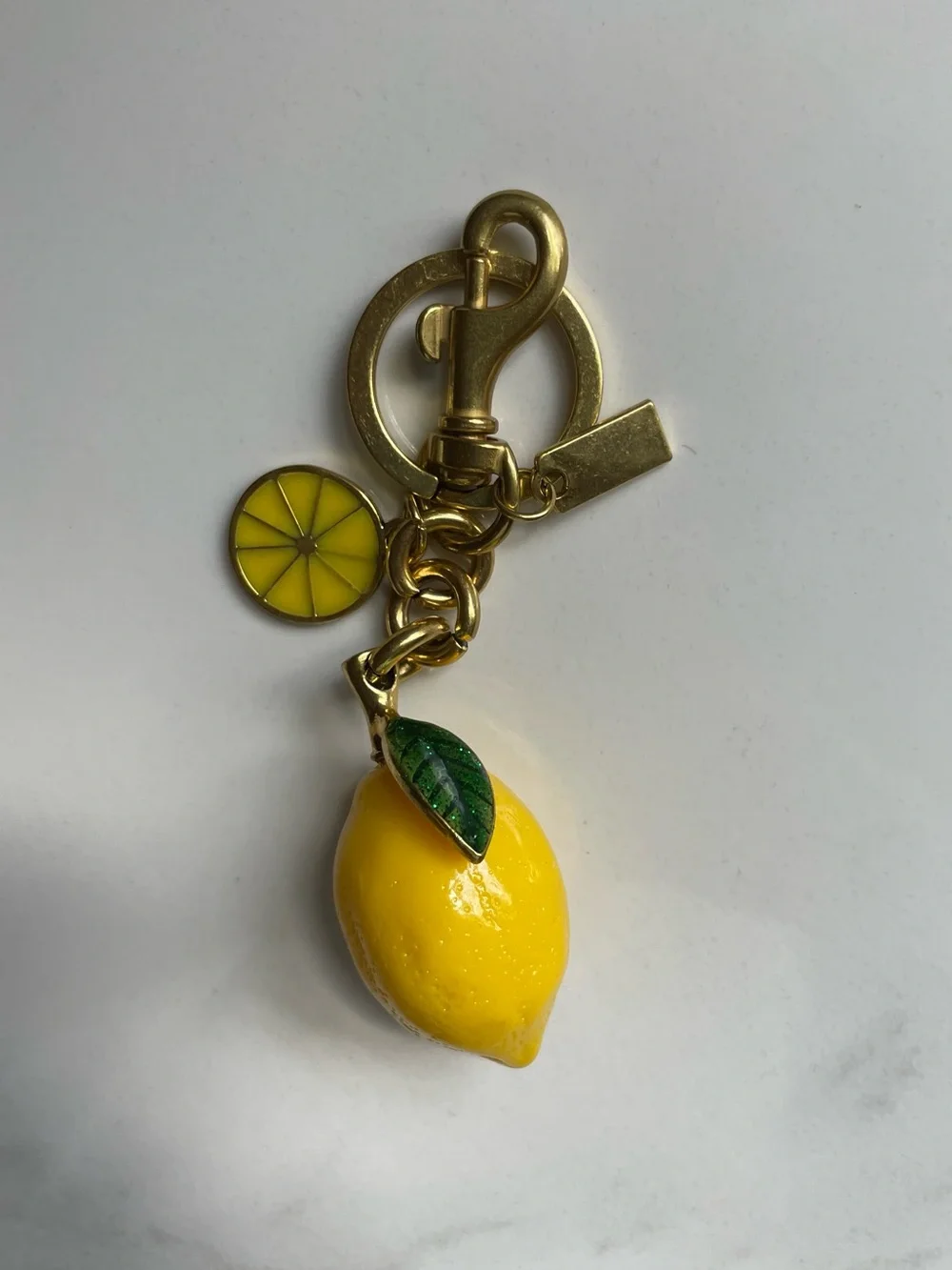 Gold-Tone Lemon Keychain Charm – Yellow Fruit Pendant